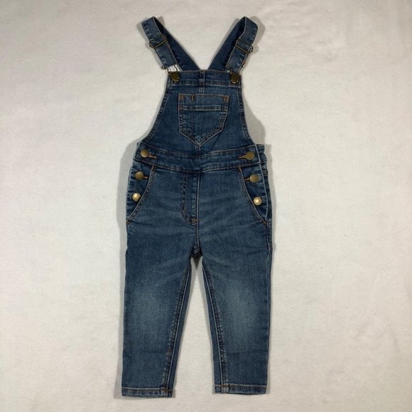 NEW J.Crew Crewcuts Girls Kids 2 Denim Jean Bib Overalls Blue #H6614 NWT $70 - Picture 1 of 9